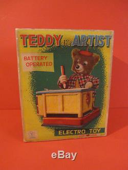 All Original Yonezawa Teddy The Artist Battery Operated + Original Box 1965