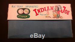 Alps Japan 1950's Tin Battery Operated Indian Joe 12 Tall In Original Box