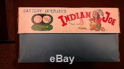 Alps Japan 1950's Tin Battery Operated Indian Joe 12 Tall In Original Box