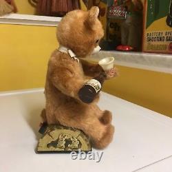ALPS, VINTAGE, TIN PICNIC BEAR THAT ACTUALLY POURS LIQUID! STILL WORKING, WithBOX