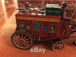 ALPS Winner of the west Stage Coach Battery tin toy WORKS BOX wells fargo bank