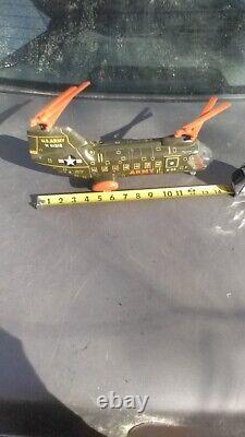 ALPs Vintage 14 Tin Lithograph Battery Operated Army Helicopter With Pilot