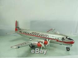 American Airlines Linemar 1950s Airplane + Original Box Instructions Tin Toy