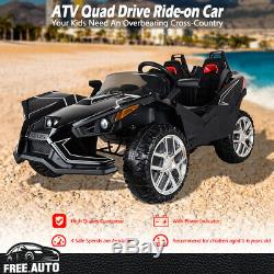 ATV Quad 12V Kids Electric Ride-on Car Remote Control 4 Speed MP3 Music Black