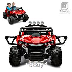 ATV Truck 12V Kid Ride On Car 2 Seats with Remote Control, 4 Motors & EVA Tire Red