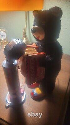 Accordion Bear with Microphone Battery Opperated 1950's