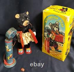 Accordion Bear with Microphone Battery Opperated 1950's Original Box