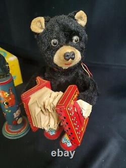 Accordion Bear with Microphone Battery Opperated 1950's Original Box