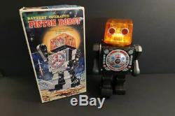All Original HORIKAWA Piston Head Robot Battery Operated Mint + Box Japan 1968