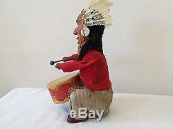 Alps Made in Japan Drumming Indian Battery Operated Tin Toy 50s Vintage