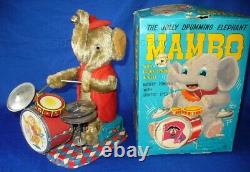 Alps Mambo Elephant Lighted Eyes Battery Operated Drumming Drummer Japan Box Toy