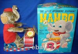 Alps Mambo Elephant Lighted Eyes Battery Operated Drumming Drummer Japan Box Toy