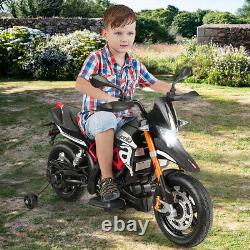 Aprilia Licensed 12V Kids Ride-On Motorcycle Motor Bike with Training Wheels Black