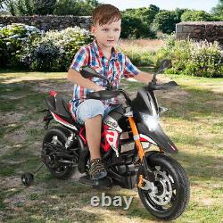 Aprilia Licensed 12V Kids Ride-On Motorcycle Motor Bike with Training Wheels Red
