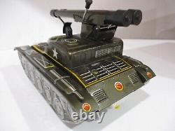 Army Rocket Tank Mib Battery Operated Made N Japan Tested Works-all Tin