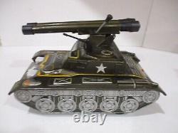 Army Rocket Tank Mib Battery Operated Made N Japan Tested Works-all Tin