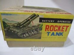 Army Rocket Tank Mib Battery Operated Made N Japan Tested Works-all Tin