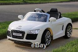 Audi R8 White Licensed Dual Electric Motor 12V Kids Ride-On Car & Remote Control
