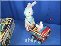 BATTERY OPERATED 1960s TIN TOY MADE IN JAPAN THE RABBITS & CARRIAGE S-9320 BOXED