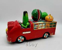 Bandai Musical Vegetable Fruit Truck Tin Toy 1968 Battery Operated 10 Working