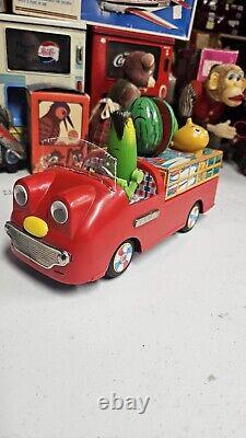 Bandai Musical Vegetable Fruit Truck Tin Toy 1968 Battery Operated 10 Working