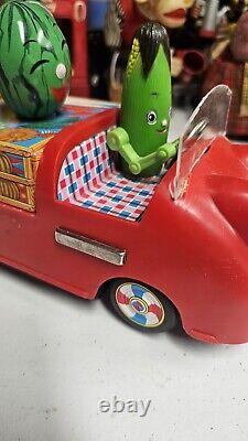 Bandai Musical Vegetable Fruit Truck Tin Toy 1968 Battery Operated 10 Working