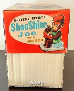 Battery Op 1950's Shoe Shine Joe Vintage Tin Toy Mint In Box Japan Works Great