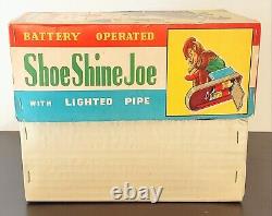 Battery Op 1950's Shoe Shine Joe Vintage Tin Toy Mint In Box Japan Works Great