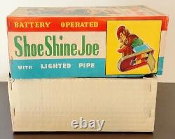 Battery Op 1950's Shoe Shine Joe Vintage Tin Toy Mint In Box Japan Works Great