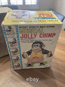 Battery Op 1960's Musical Jolly Chimp Vintage Tin Toy Nmib Early Version Working
