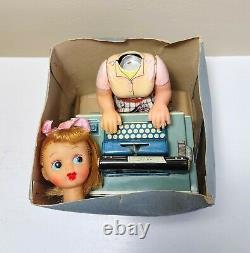 Battery Op Miss Friday Typist Secretary Tin Toy 1950's Japan Boxed Works Great