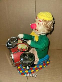 Battery Operated Charlie The Drumming Clown Tin Toy original box Cragstan