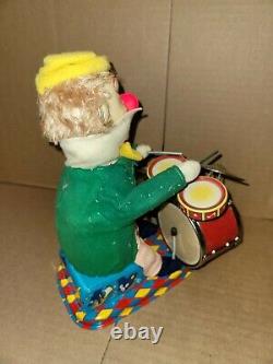 Battery Operated Charlie The Drumming Clown Tin Toy original box Cragstan