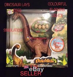 Battery Operated Dinosaur Brachiosaurus lays egg Toy Roaring sound and walk gift