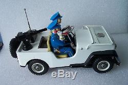 Battery Operated Police Radio Car Jeep from Japan 1960's Clean condition Works