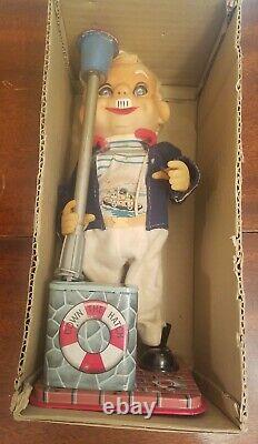 Battery Operated The Drinking Captain Tin Toy original box tested works
