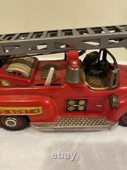 Battery-operated Tin Toy Fire Brigade Truck F. D. 6097 Nomura Japan 60s