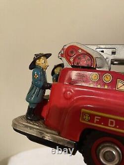 Battery-operated Tin Toy Fire Brigade Truck F. D. 6097 Nomura Japan 60s