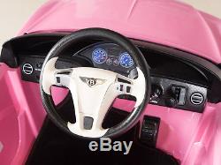 Bentley Kids Ride On Power Wheels Car RC Remote 12V Battery Girls Pink