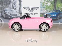 Bentley Kids Ride On Power Wheels Car RC Remote 12V Battery Girls Pink