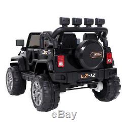 Black 12V Powered Kids Ride On Car Toy Jeep 3 Speeds 4 Wheel with Remote Control