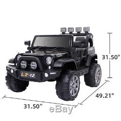 Black 12V Powered Kids Ride On Car Toys Jeep 3 Speed 4 Wheel with Remote Control