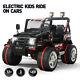 Black 12v Ride On Car Electric Power Kids Toys Jeep Remote Control 3 Speed Music