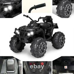 Black 24V Kids Ride-On Electric ATV Off-Road Quad Car Toy with2 Speeds LED Lights