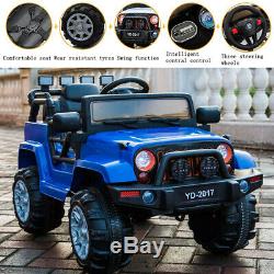 Blue 12V 3 Speed Kids Ride on Car Electric Battery Wheel Remote Control Jeep USA