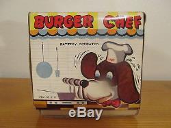 Burger Chef Battery Operated Tin Toy WORKING Great Shape With Box