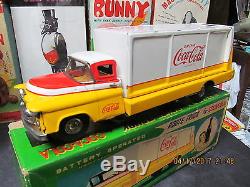 COCA COLA ROUTE TRUCK BATTERY OPERATED IN BOX 1950's NEAR MINT WORKS JAPAN