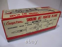 COUGAR SMOKING JET FIGHTER- boxed- BATTERY OPERATED -EXCELLENT COND-JAPAN-WORKS