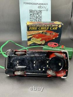 CRAGSTAN JAPANESE TIN BATTERY REMOTE CONTROL FIRE CHIEF CAR w ORIG. BOX WORKS