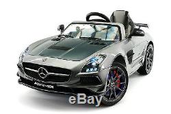 Carbon Gray Mercedes SLS AMG 12V Kids Ride On Car Battery Power Wheels withRemote